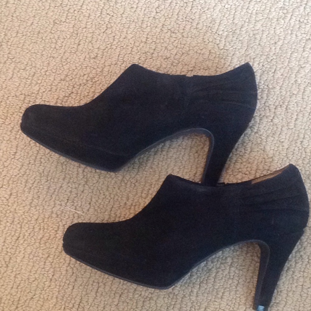 Black suede high heels